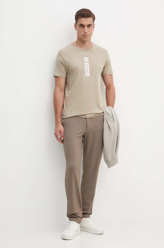 Alpha Industries tricou din bumbac 146509 bej AW25