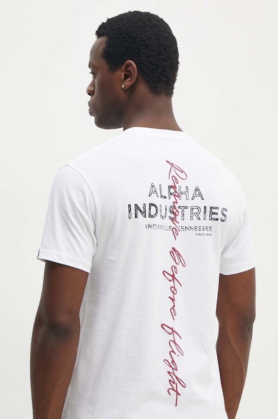 Alpha Industries tricou din bumbac print alb 148516