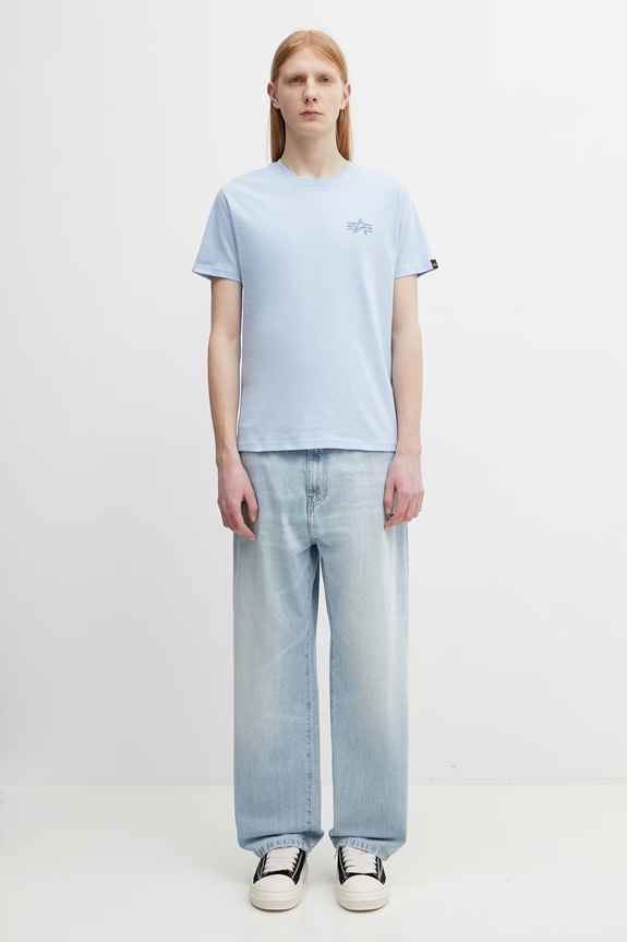 Alpha Industries T-shirt męski bawełniany 148516 niebieski