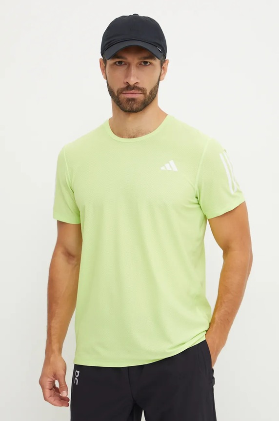adidas Performance tricou de alergare Own The Run print verde IV5405