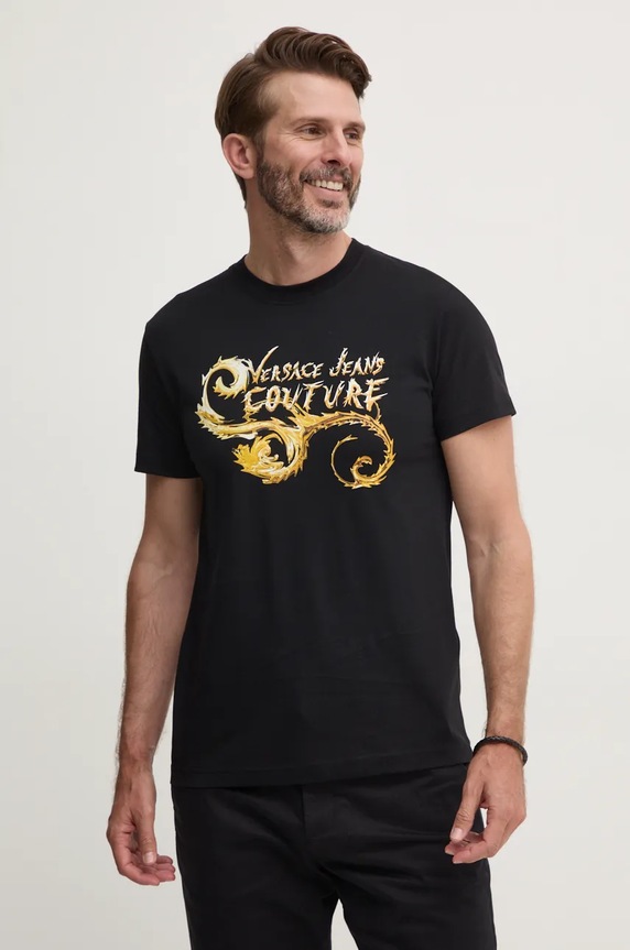 Versace Jeans Couture t-shirt in cotone slim nero 77GAHC00.CJ01C