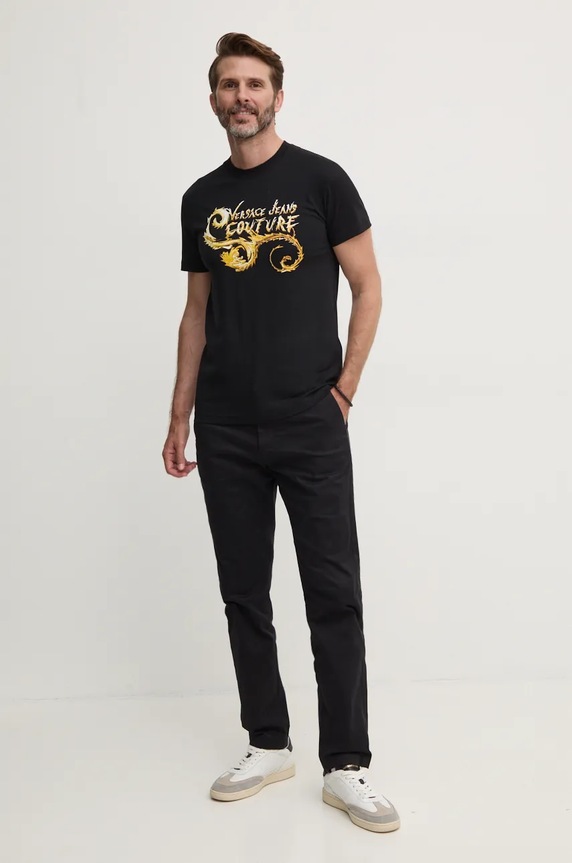 Versace Jeans Couture t-shirt in cotone 77GAHC00.CJ01C nero AW24