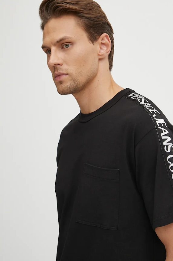 Versace Jeans Couture tricou din bumbac negru 77GAHC02.CJ01C