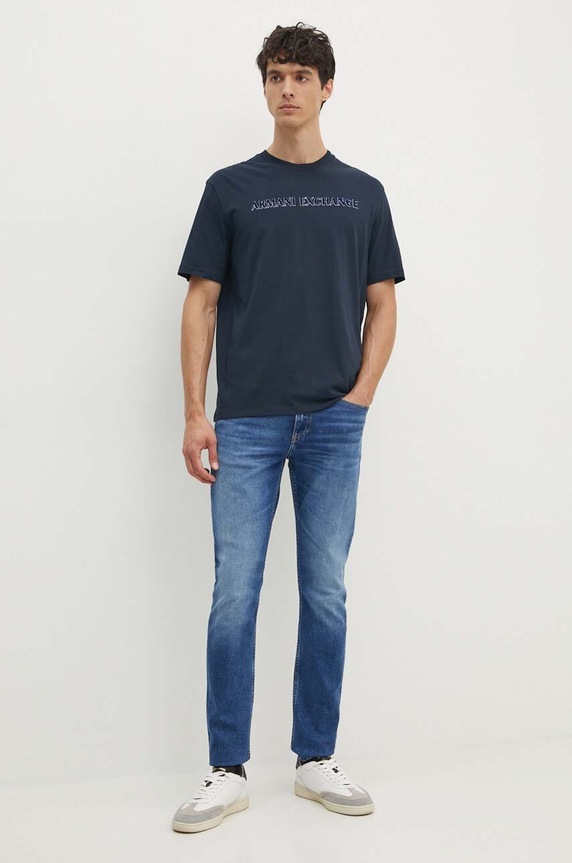 Armani Exchange t-shirt bawełniany 6DZTBD.ZJ3VZ granatowy AW24