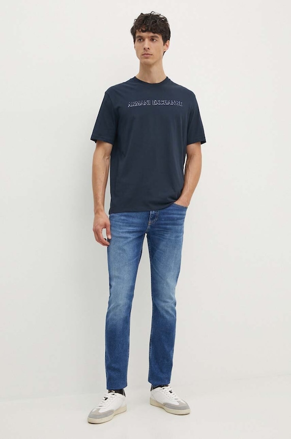 Armani Exchange t-shirt bawełniany 6DZTBD.ZJ3VZ granatowy AW24