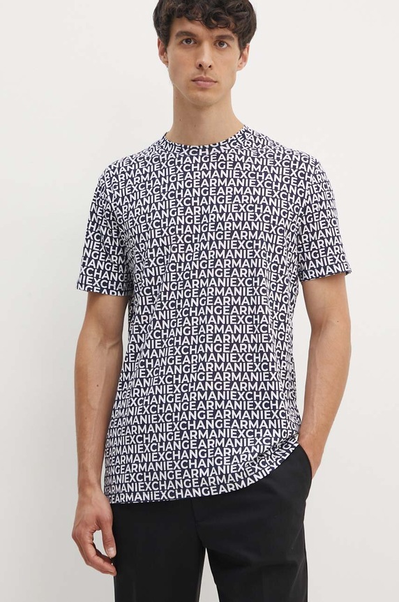 Armani Exchange t-shirt bawełniany wzorzyste czarny 6DZTJA.ZJH4Z