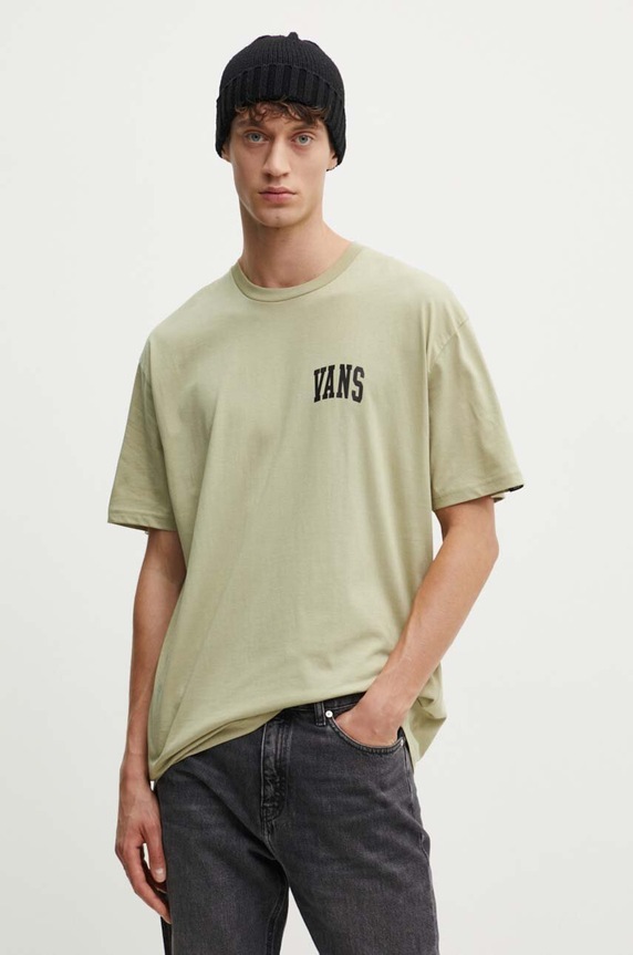 Βαμβακερό μπλουζάκι Vans βαμβάκι πράσινο VN000HFGD3Z1