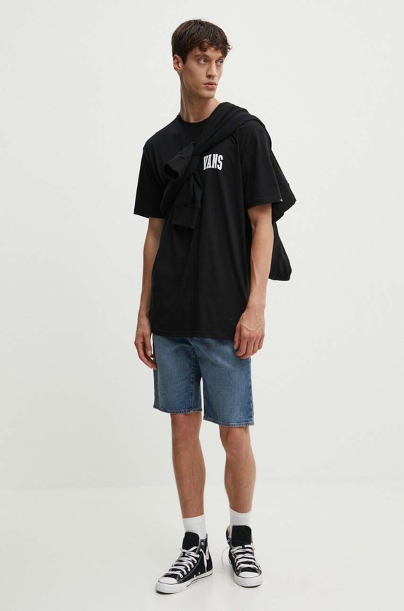 Bavlněné tričko Vans VN000HFGBLK1 černá AW24