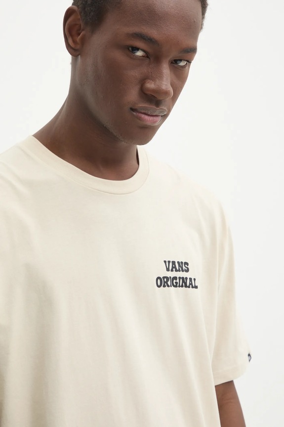 Pamučna majica Vans bež VN000KHV2N11