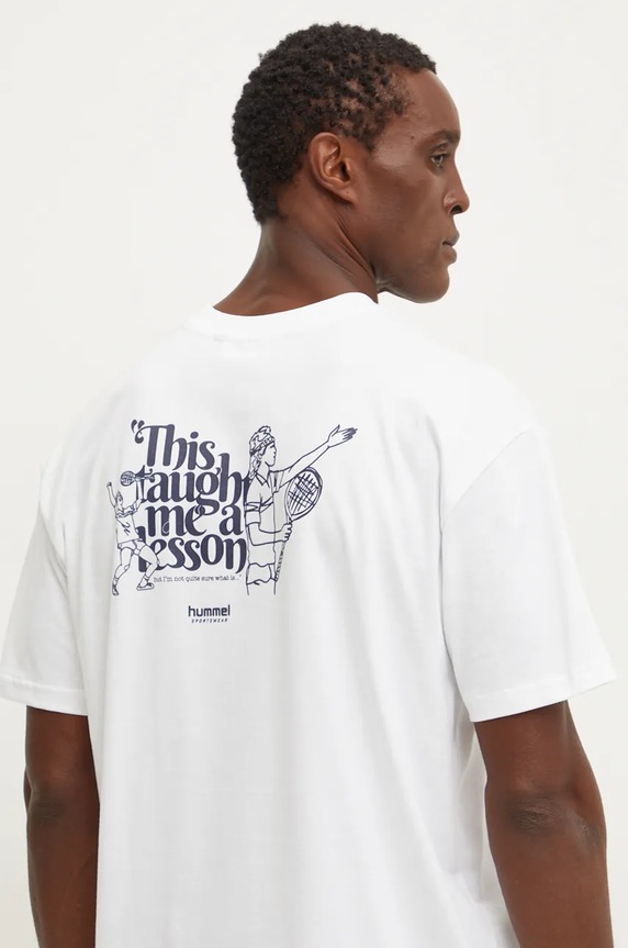 Bavlněné tričko Hummel kulatý bílá 226100