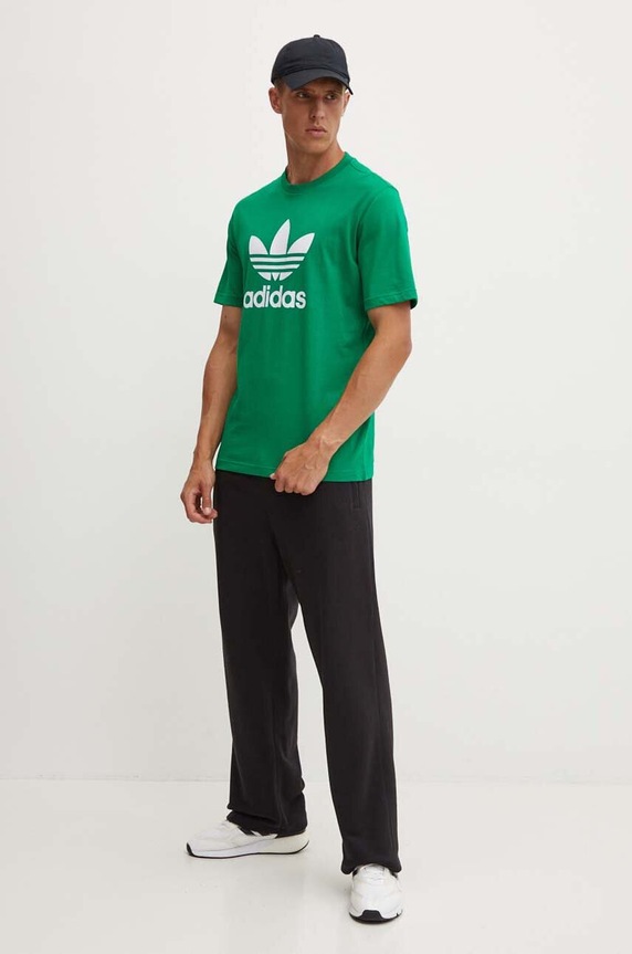 adidas Originals tricou din bumbac Trefoil IR8012 verde AW24