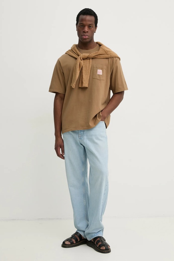 Pamučna majica Levi's A5850 smeđa AA00