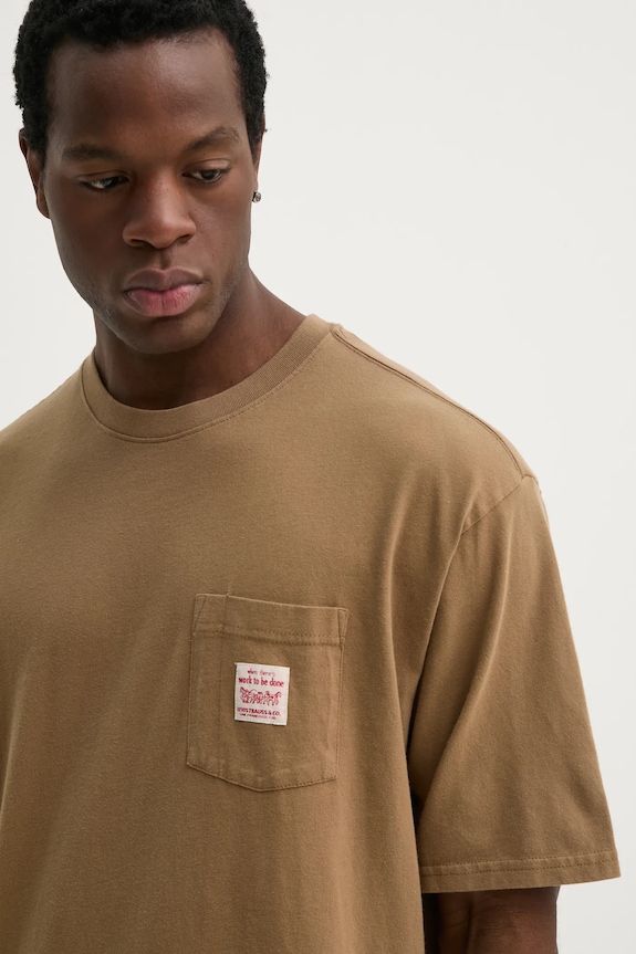 Pamučna majica Levi's smeđa A5850