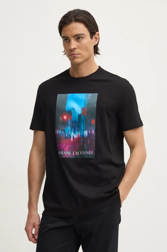 Bavlněné tričko Armani Exchange nášivka černá XM000058.AF10356
