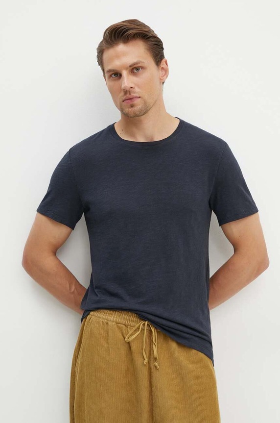 Βαμβακερό μπλουζάκι American Vintage slim σκούρο μπλε MBYSA18BH24