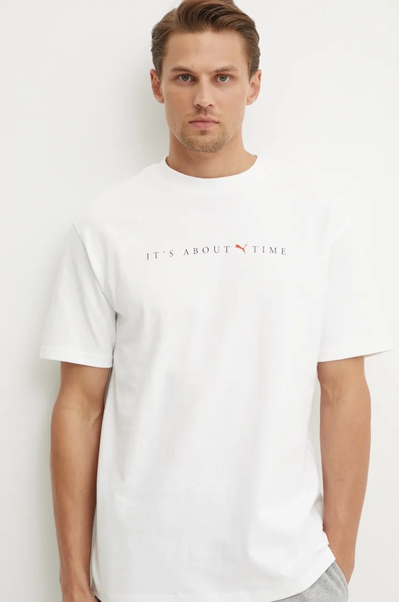 Bavlnené tričko Puma MMQ Graphic Tee 626556 biela AW24