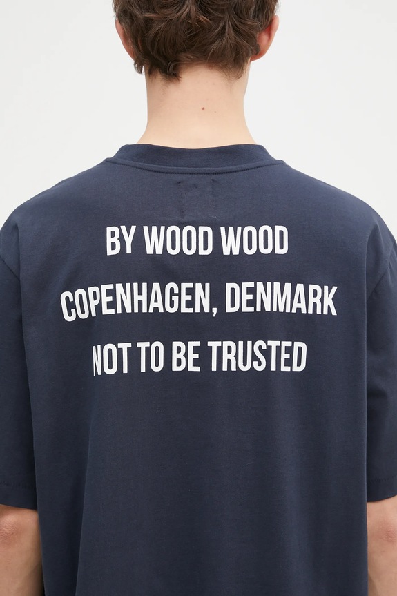 Wood Wood cotton t-shirt Asa Not To Be Trusted GOTS navy 10325706.2222