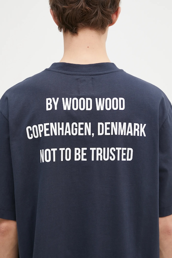 Wood Wood cotton t-shirt Asa Not To Be Trusted GOTS navy 10325706.2222