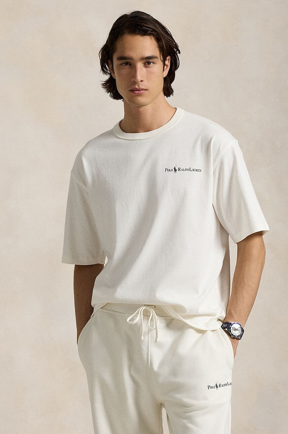 Βαμβακερό μπλουζάκι Polo Ralph Lauren στάμπα λευκό 710939583