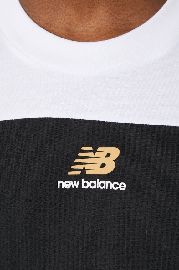 Bavlněné tričko New Balance Classics Color Block Graphic MT43527BK