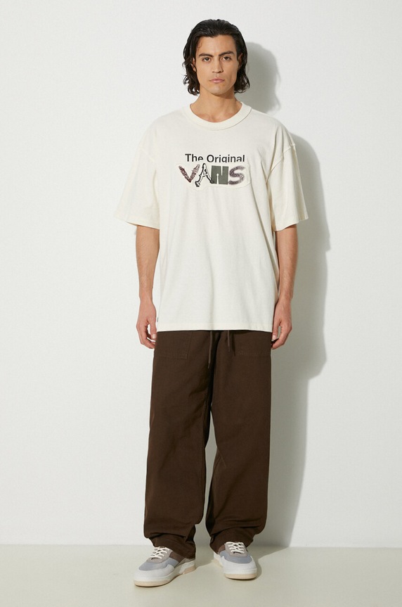 Vans t-shirt bawełniany Premium Classics LX Vans Clash VN000HQ73KS1 beżowy AW24
