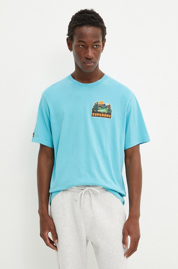 Superdry t-shirt pamut kék M1012017A.2YV
