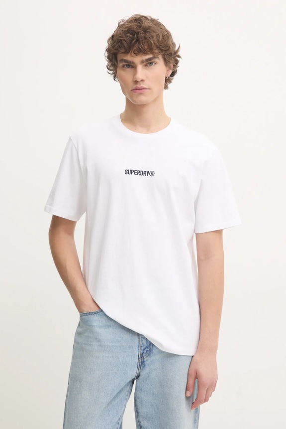 Superdry tricou din bumbac imprimeu alb M1012028A.T7X