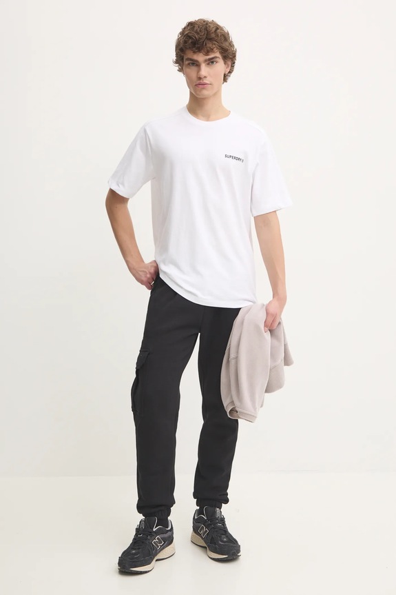 Βαμβακερό μπλουζάκι Superdry M1012083A.T7X λευκό AW24