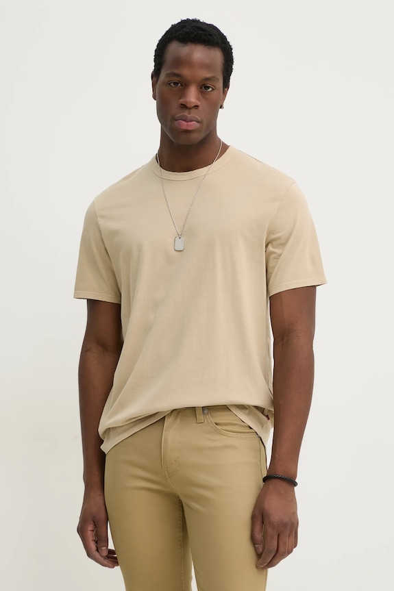 Bavlnené tričko Levi's slim béžová A3756