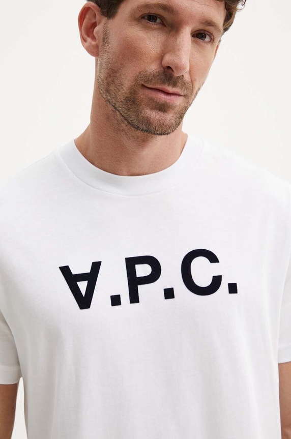 Bavlněné tričko A.P.C. t-shirt standard grand vpc GOTS COHBM.M26384 bílá AW24
