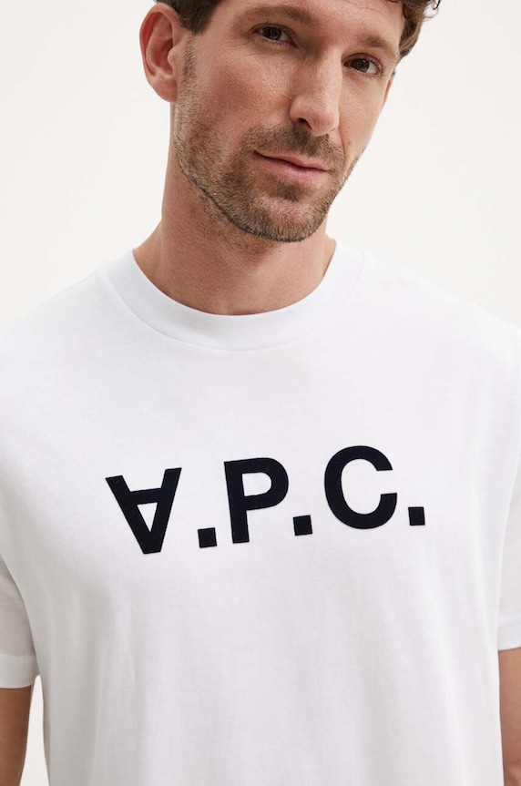 Bavlněné tričko A.P.C. t-shirt standard grand vpc GOTS COHBM.M26384 bílá AW24