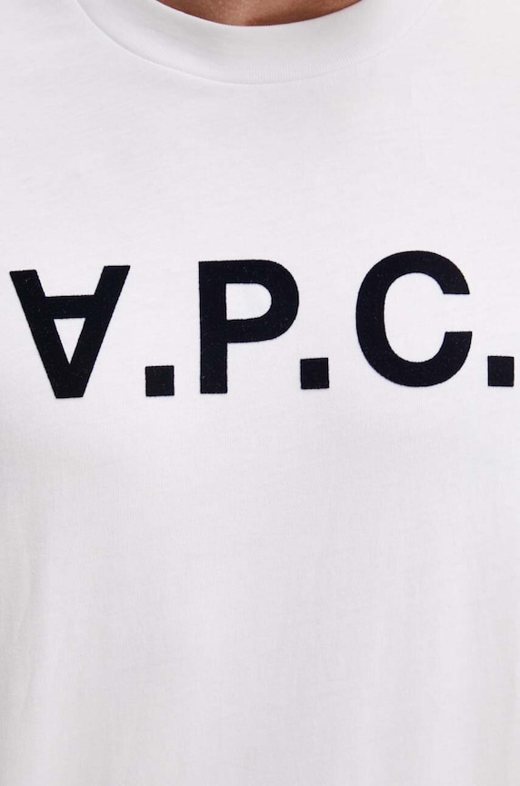 Bavlněné tričko A.P.C. t-shirt standard grand vpc GOTS bílá COHBM.M26384