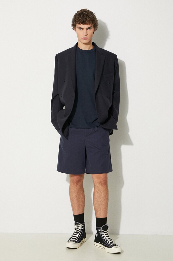 Bavlněné tričko A.P.C. t-shirt boxy petit vpc COHBQ.H26391 námořnická modř AW25