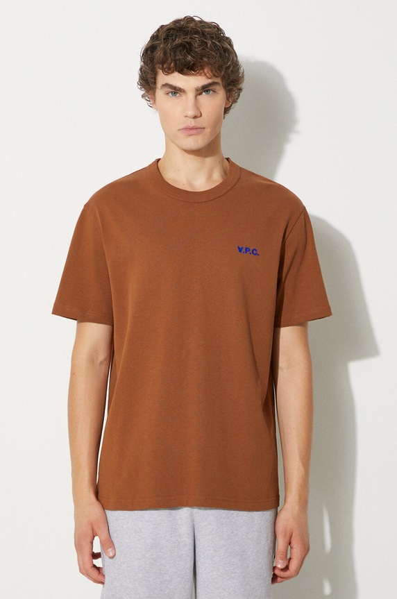 A.P.C. t-shirt bawełniany t-shirt boxy petit vpc COHBQ.H26391 brązowy AW25