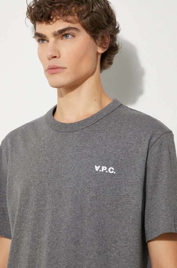 Хлопковая футболка A.P.C. t-shirt boxy petit vpc серый COHBQ.H26391