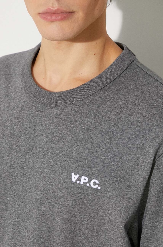 Хлопковая футболка A.P.C. t-shirt boxy petit vpc COHBQ.H26391 серый