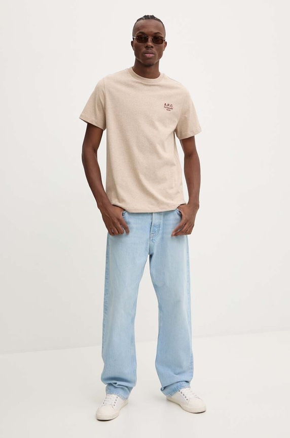 Хлопковая футболка A.P.C. standard rue madame GOTS COHBU.M26388 бежевый SS26