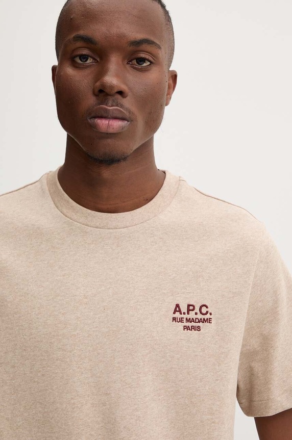 Хлопковая футболка A.P.C. standard rue madame GOTS бежевый COHBU.M26388