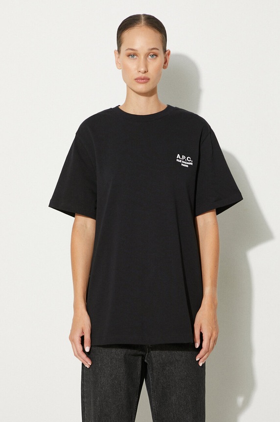 Pamučna majica A.P.C. standard rue madame GOTS regular crna COHBU.M26388