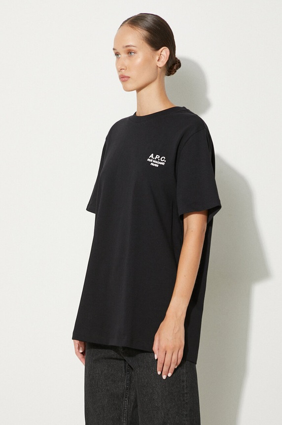 Pamučna majica A.P.C. standard rue madame GOTS crna COHBU.M26388