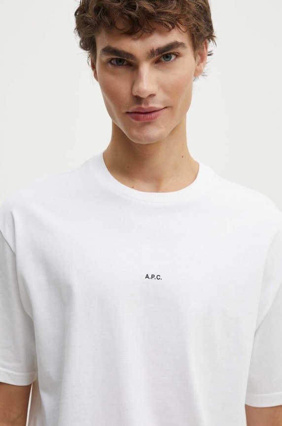 A.P.C. t-shirt bawełniany t-shirt boxy micro logo GOTS biały COHBW.H26386