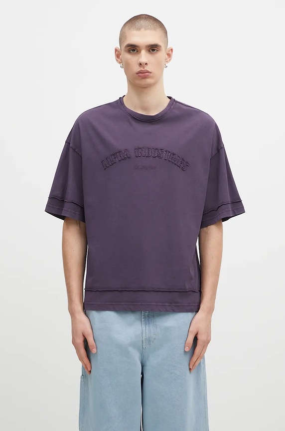 Bavlněné tričko Alpha Industries Open Edge relaxed fialová 148505