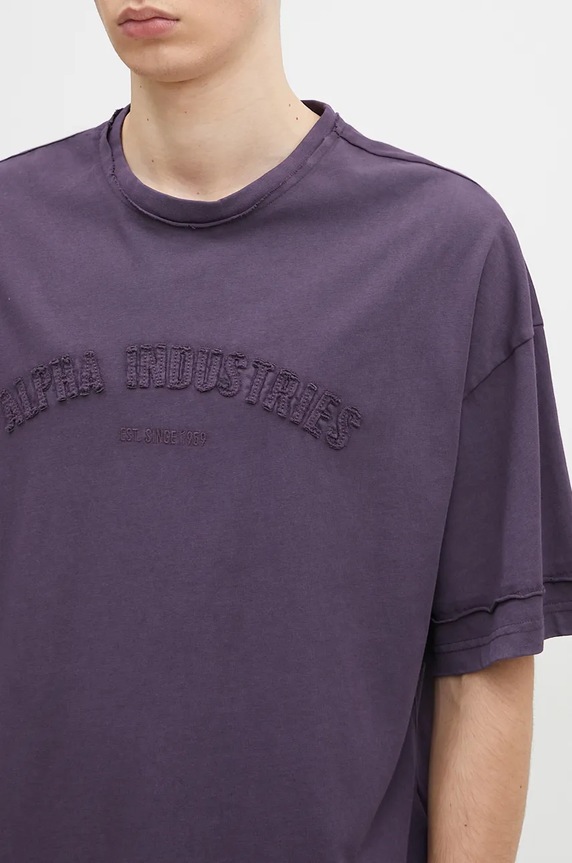 Bavlněné tričko Alpha Industries Open Edge 148505 fialová