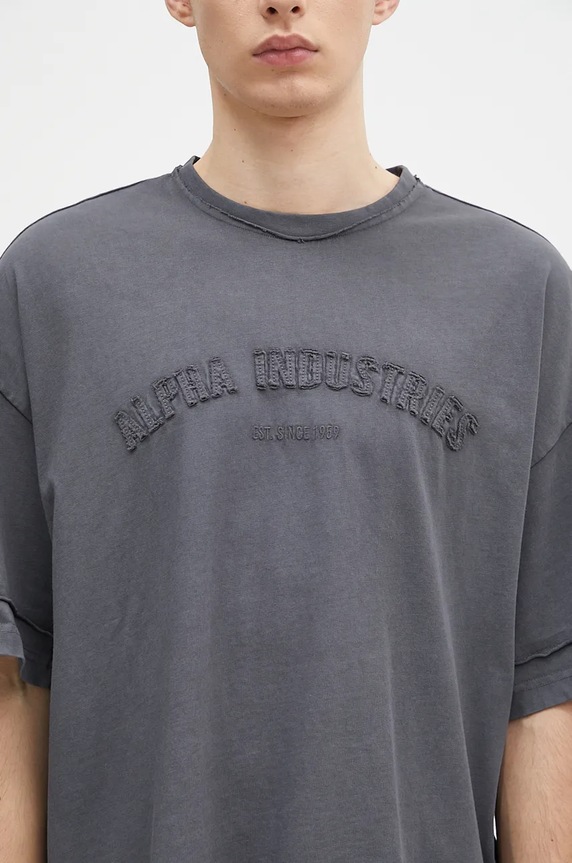 Bavlněné tričko Alpha Industries Open Edge šedá 148505