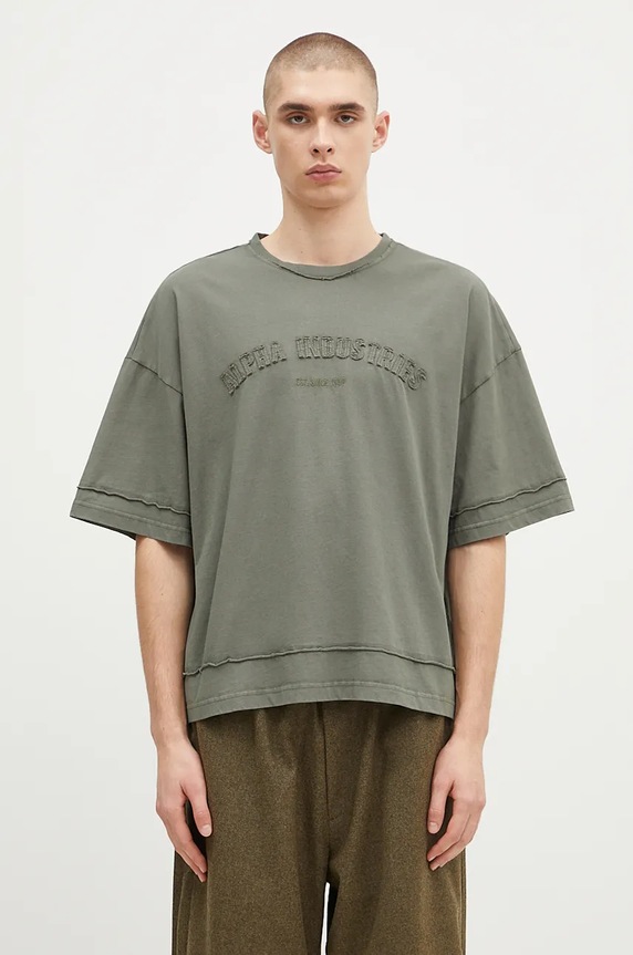 Alpha Industries t-shirt bawełniany Open Edge bawełna zielony 148505