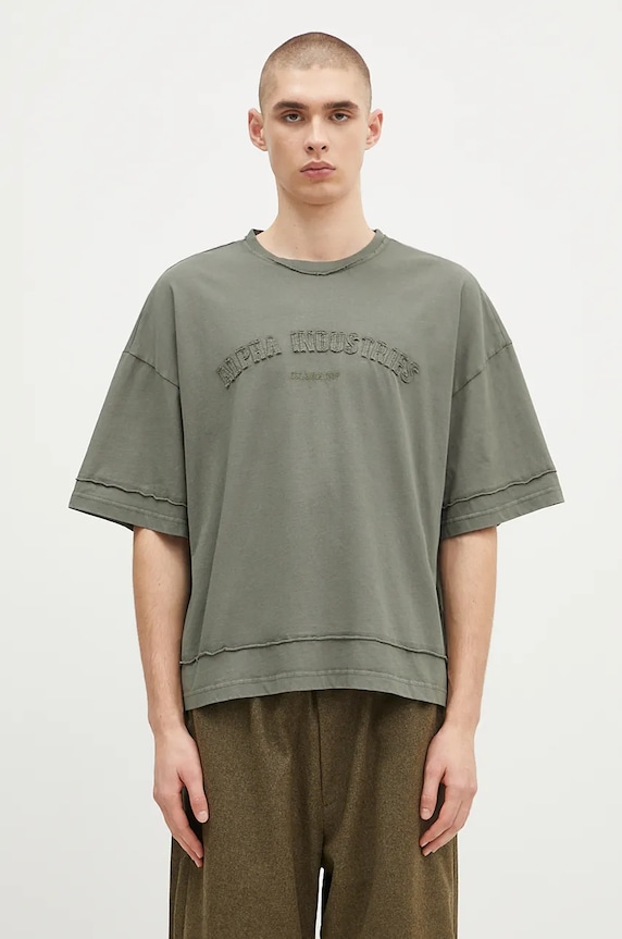 Alpha Industries t-shirt bawełniany Open Edge bawełna zielony 148505