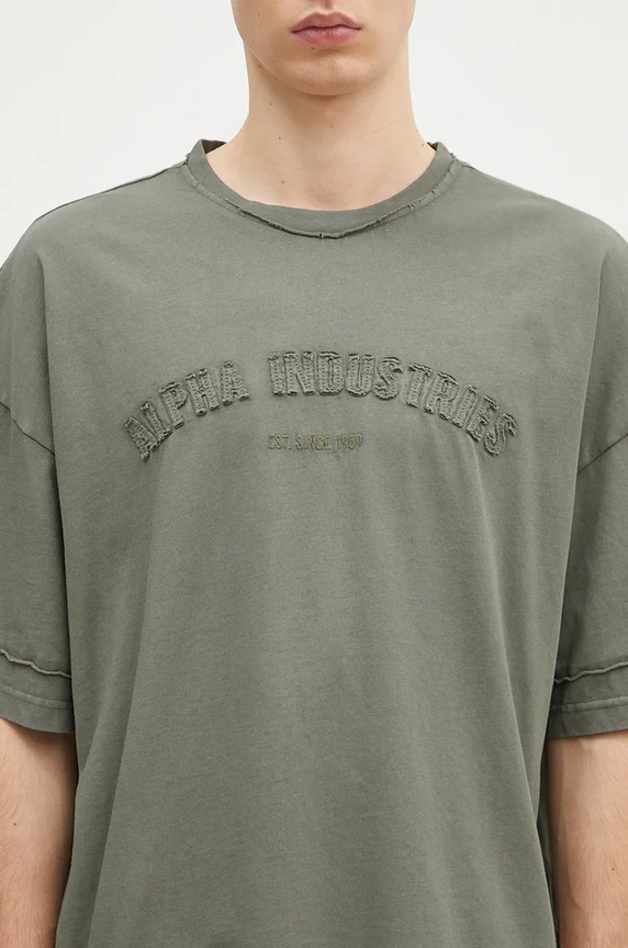 Alpha Industries t-shirt bawełniany Open Edge zielony 148505