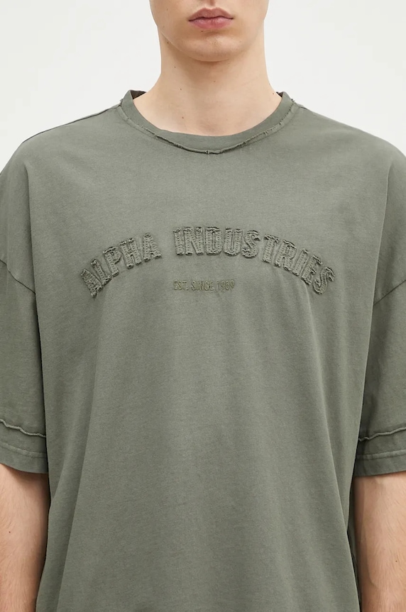 Alpha Industries t-shirt bawełniany Open Edge zielony 148505