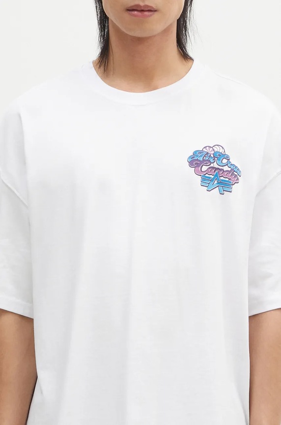 Памучна тениска Alpha Industries Candy Crew бял 148509