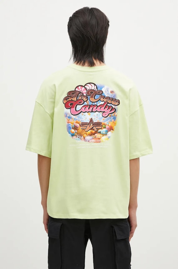 Clothing Alpha Industries cotton t-shirt Candy Crew 148509 green